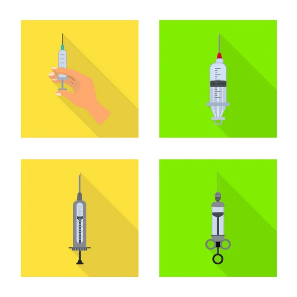 Vektor-Illustration von Krankenhaus und Impfsymbol. Sammlung von Krankenhaus- und Gerätevektorsymbolen für den Bestand. — Stockvektor
