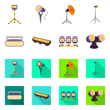 Işık ve tiyatro ikonunun vektör tasarımı. Web için ışık ve konser sembolü koleksiyonu.