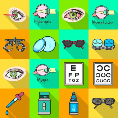 Optometri ve tıp ikonunun izole nesnesi. Stok için optometri ve tanısal vektör simgesi koleksiyonu.