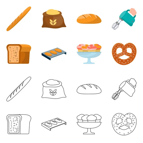 Illustration vectorielle de la boulangerie et icône naturelle. Collection de boulangerie et symbole de stock d'affaires pour le web . — Image vectorielle