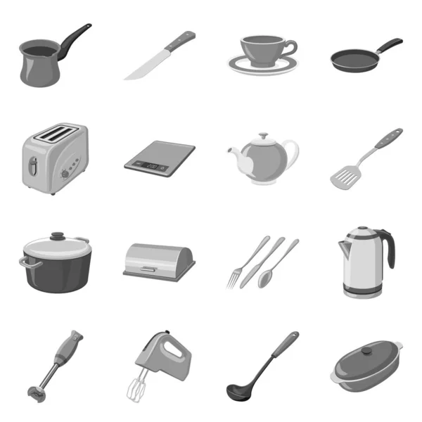 Diseño vectorial de la cocina y el icono de cocinar. Colección de cocina y electrodomésticos icono vectorial para stock . — Vector de stock