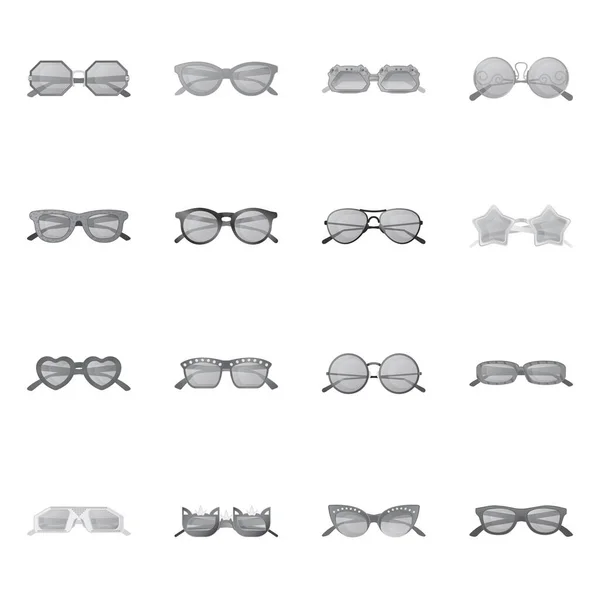 Gözlük ve güneş gözlüğü logo vektör Illustration. Gözlük ve hisse senedi için aksesuar vektör ikon koleksiyonu. — Stok Vektör