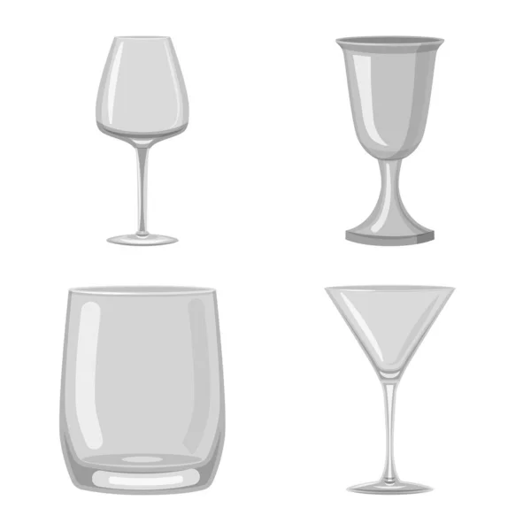 Vector illustratie van capaciteit en glaswerk teken. Set van capaciteit en restaurant vector pictogram voor voorraad. — Stockvector