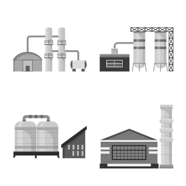 Objeto aislado de la fábrica y signo de la industria. Colección de fábrica y arquitectura icono vectorial para stock . — Vector de stock