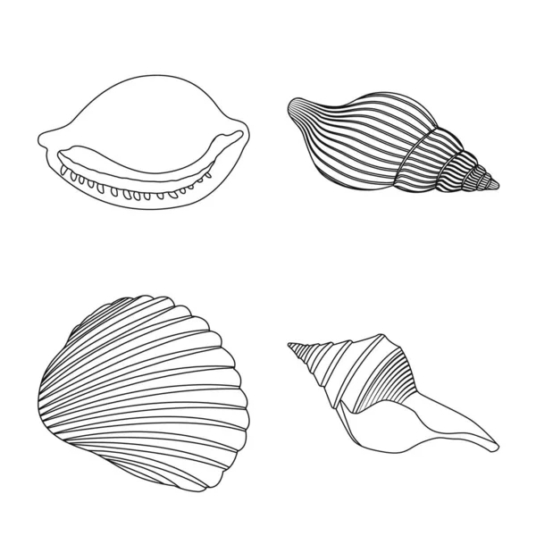 Vector illustratie van exotische en zeevruchten logo. Set van exotische en aquatische Stock vector illustratie. — Stockvector