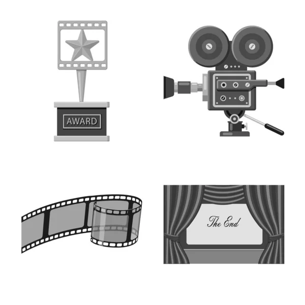 Ilustração vetorial da cinematografia e do símbolo do estúdio. Conjunto de cinematografia e filmagem ilustração vetorial . — Vetor de Stock