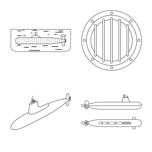 Objeto aislado del logotipo del barco y la marina. Conjunto de barco y vector profundo icono para la acción . — Vector de stock