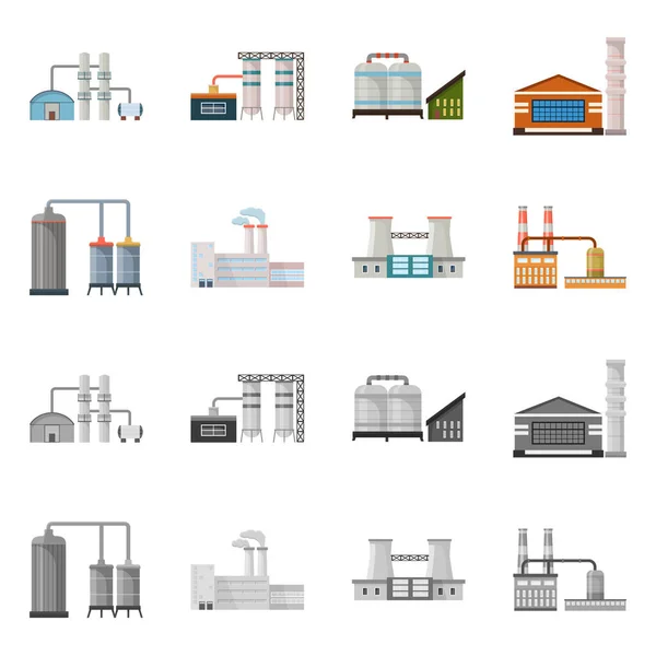 Oggetto isolato di fabbrica e industria segno. Raccolta di icone vettoriali di fabbrica e costruzione per magazzino . — Vettoriale Stock