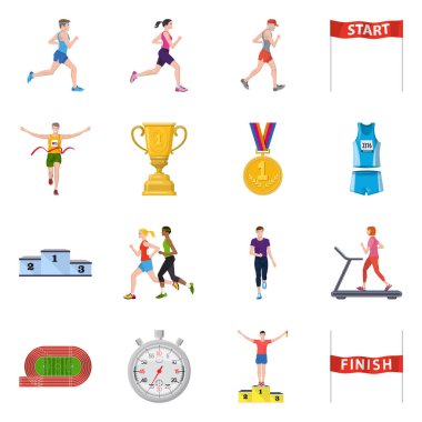 Adım ve sprint logosuvektör tasarımı. Adım ve sprinter stok vektör illüstrasyon seti.
