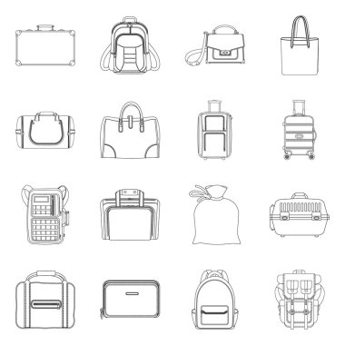 Bavul ve Bagaj işareti vektör tasarımı. Bavul ve yolculuk hisse senedi simgesi için web topluluğu.