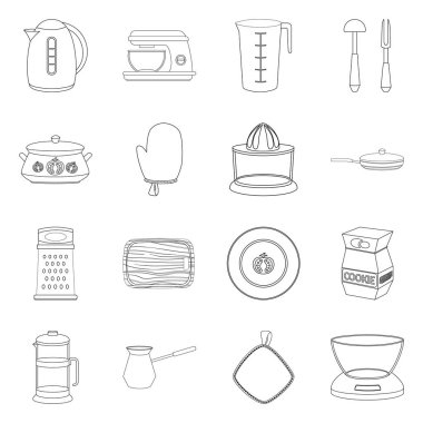 Mutfak ve yemek simge vektör Illustration. Hisse senedi için mutfak ve cihazı vektör simge topluluğu.