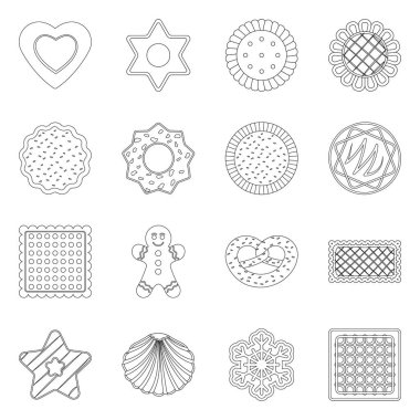 Bisküvi ve kek işareti yalıtılmış nesne. Bisküvi ve çikolata vektör simgesini hissenin topluluğu.