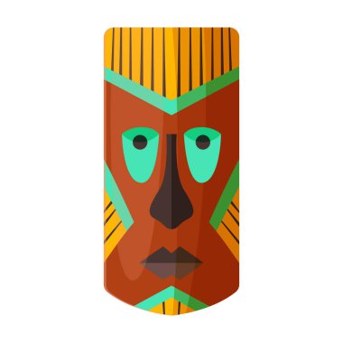 Kabile Afrika maskesi vektör simgesi. Karikatür vektör simgesi beyaz arka plan Afrika kabilesi maskesi üzerinde izole edilmiş..