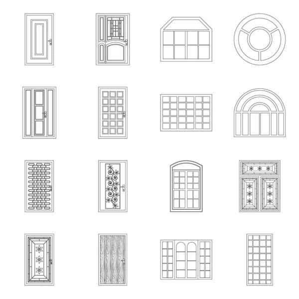 Conception vectorielle de la porte et du symbole avant. Ensemble de porte et icône vectorielle en bois pour stock . — Image vectorielle
