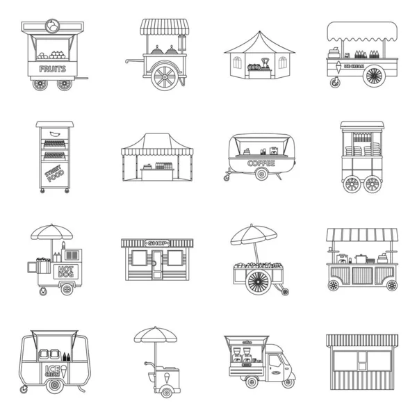 Ilustración vectorial de mercado e icono exterior. Conjunto de ilustración de mercado y vector de stock de alimentos . — Archivo Imágenes Vectoriales