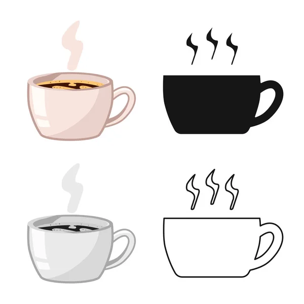 커피와 컵 상징의 고립 된 물건. 주식을 위한 커피와 카페 벡터 아이콘 세트. — 스톡 벡터