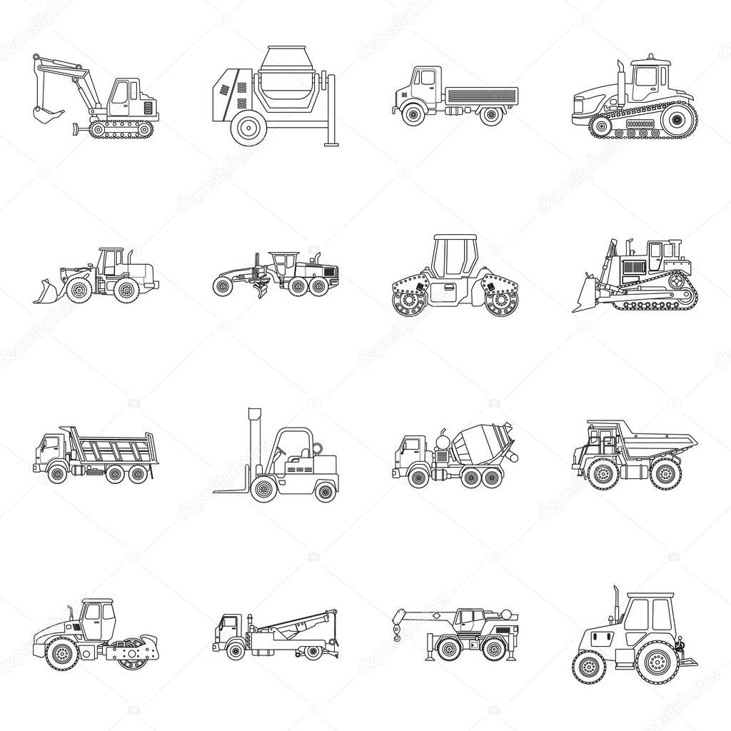 Vector design of build and construction logo. Set of build and machinery stock vector illustration.