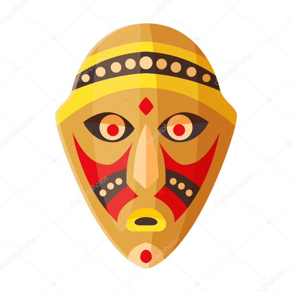 African mask vector icon.Cartoon vector logo isolated on white background african mask.