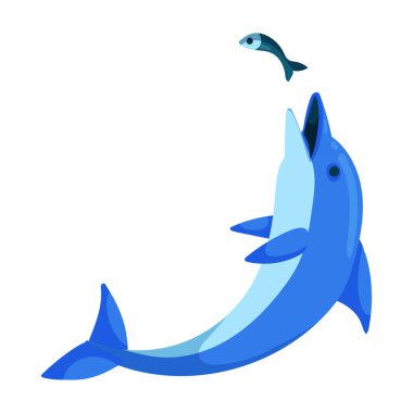 Mavi yunus vektör simgesi. Çizgi film vektör simgesi beyaz arka plan mavi yunusu üzerinde izole edilmiş. .