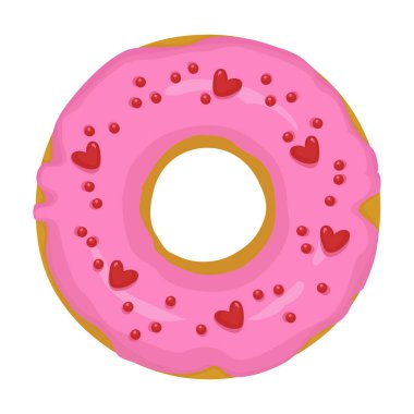 Pembe çörek vektör simgesi. Çizgi film vektör simgesi beyaz arka plan pembe çörekte izole edilmiş..