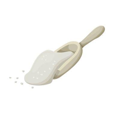 Şeker vektörü simgesinin kepçesi. Şekerin beyaz arka plan kepçesinde izole edilmiş çizgi film vektör simgesi..