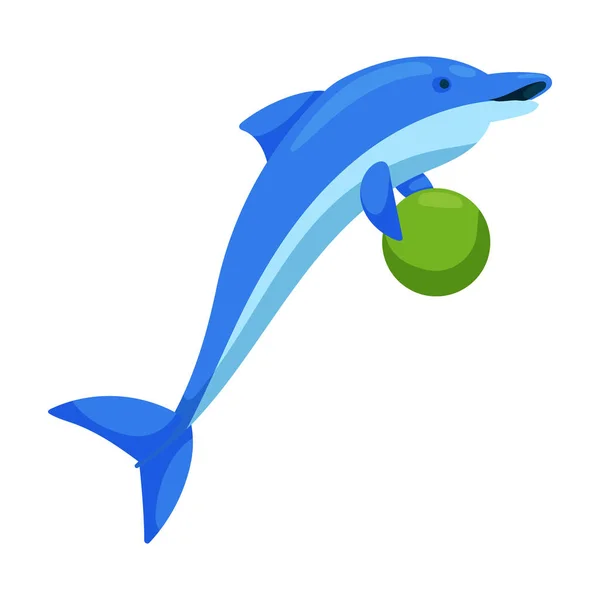 Dolphin with ball vector icon.Cartoon vector icon isolated on white background dolphin with ball . — Stock Vector