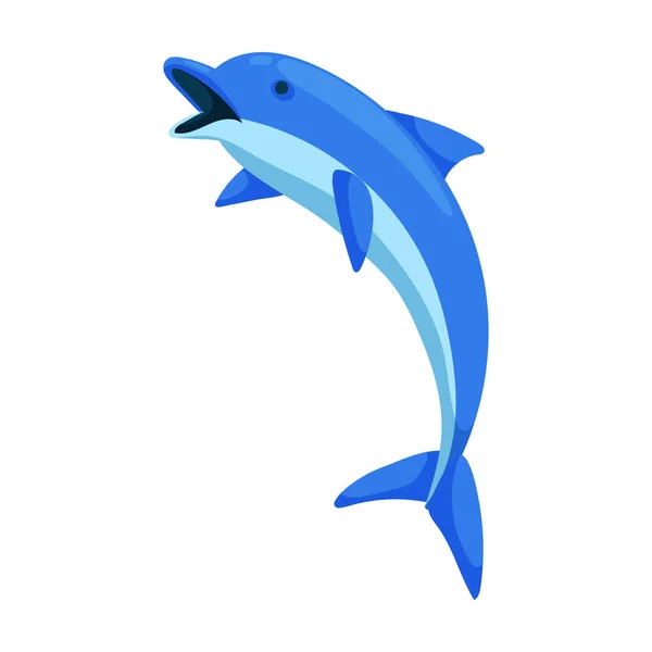 Ikona vektoru modrých delfínů. Ikona vektoru karikatury izolované na bílém pozadí modrý delfín . — Stockový vektor