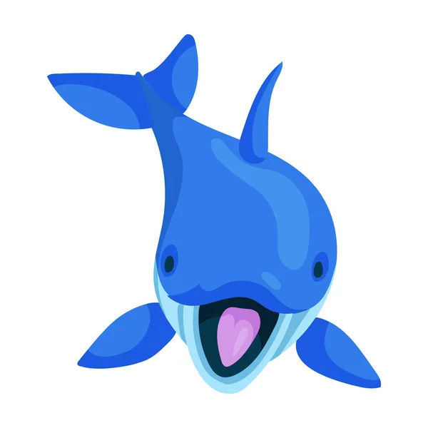 Ikona vektoru modrých delfínů. Ikona vektoru karikatury izolované na bílém pozadí modrý delfín . — Stockový vektor