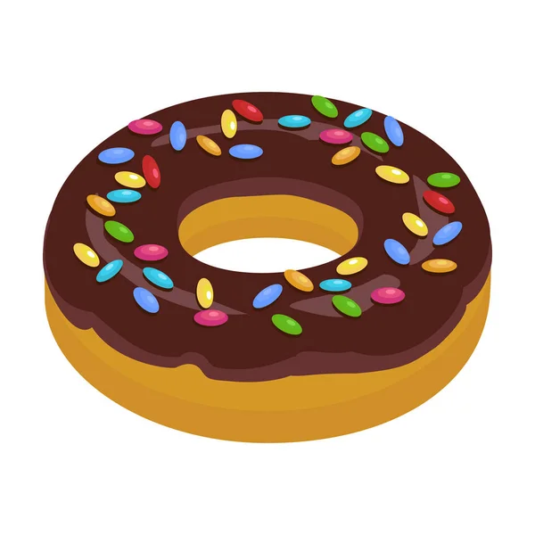 巧克力甜甜圈矢量图标.从白色背景巧克力甜甜圈分离出来的卡通矢量图标. — 图库矢量图片
