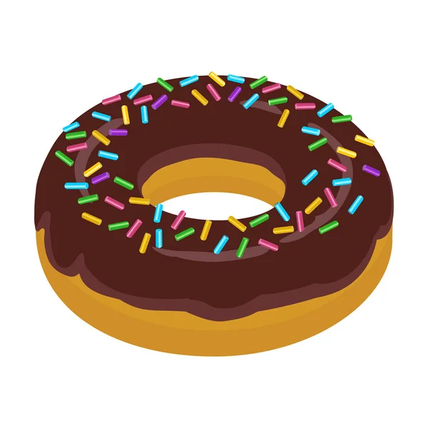 Icono del vector de la rosquilla de chocolate. Icono del vector de la historieta aislado en la rosquilla blanca del chocolate del fondo . — Vector de stock