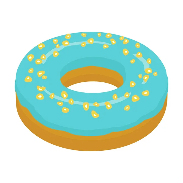 Blue doughnut vector icon.Cartoon vector icon isolated on white background blue doughnut. — Stock Vector