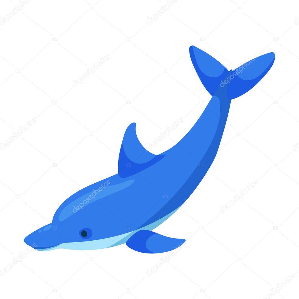 Blue dolphin vector icon.Cartoon vector logo isolated on white background blue dolphin .