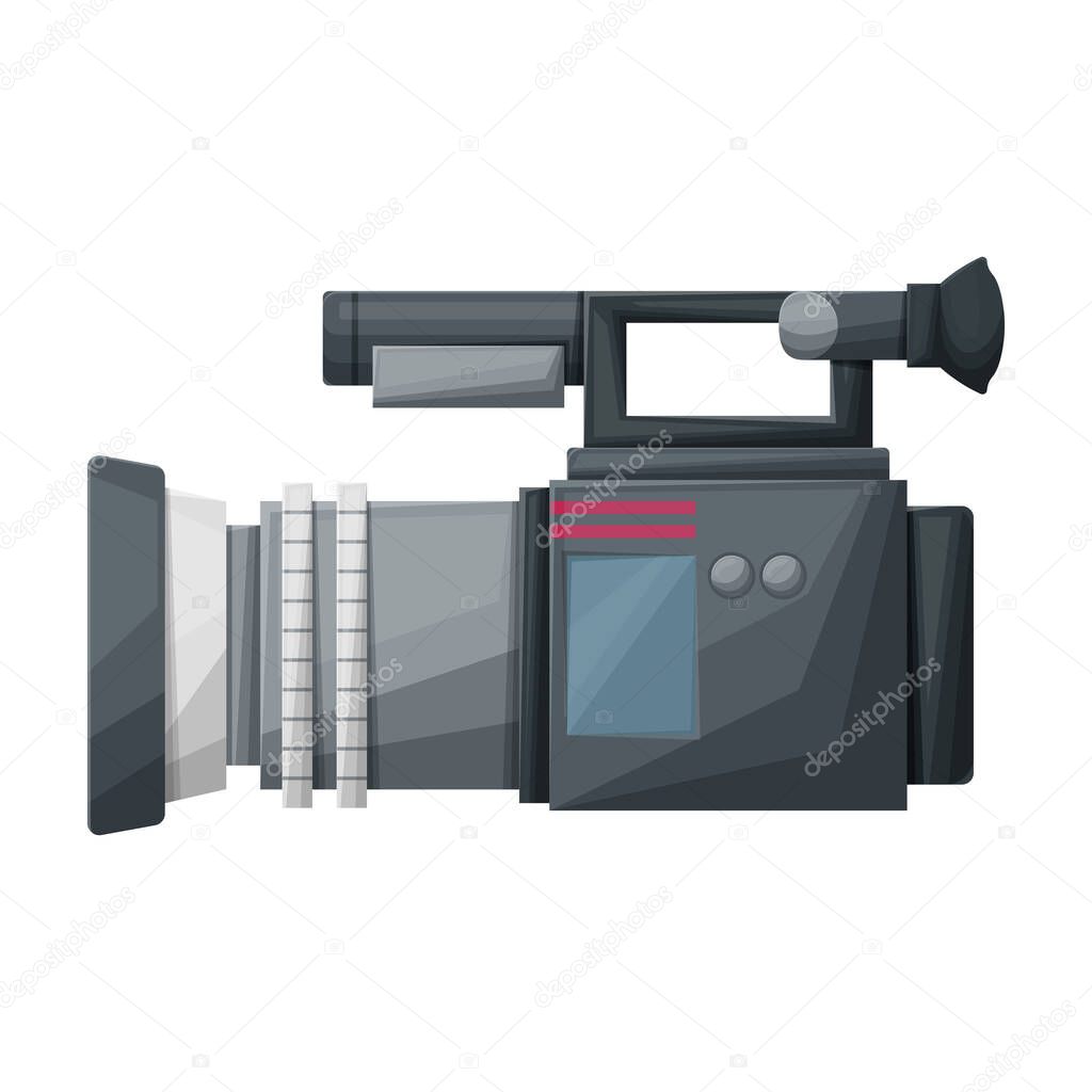 Video camera vector icon.Cartoon vector logo isolated on white background video camera.