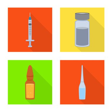 Hastane ve aşı ikonunun vektör çizimi. Stok için hastane ve ekipman vektör simgesi.