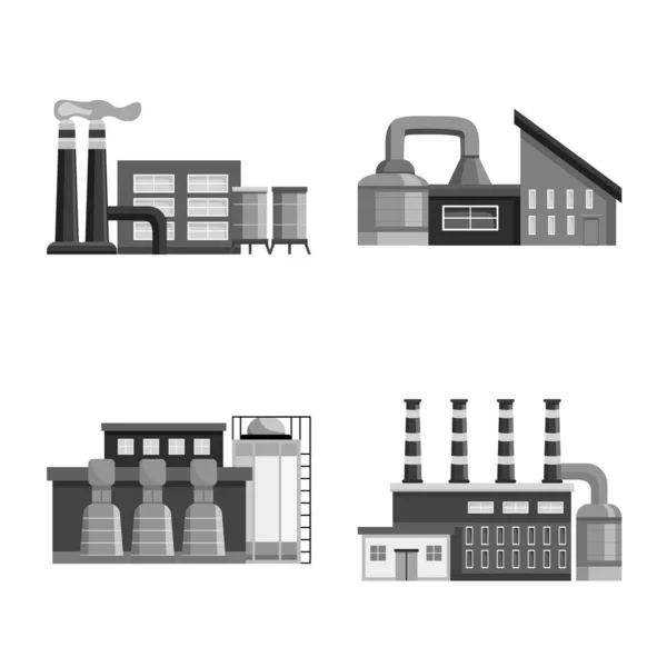 Objeto isolado da indústria e logotipo da planta. Coleção de indústria e símbolo de estoque de fabricação para web . — Vetor de Stock