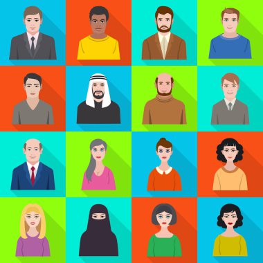 Profil ve portre sembolüvektör illüstrasyon. Profil ve meslek stok vektör illüstrasyon koleksiyonu.