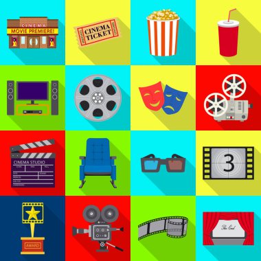 Televizyon ve filme simge vektör tasarımı. Televizyon ve web için hisse senedi simgesi ile ilgilenen koleksiyonu.