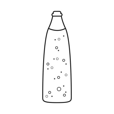 Şişe ve soda ikonunun vektör çizimi. Stok için şişe ve tipple vektör ikonu koleksiyonu.