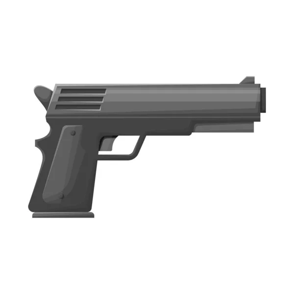 Isoliertes Objekt mit Pistole und Kaliber-Logo. Grafik des Pistolen- und Handfeuerwaffen-Stocksymbols für das Web. — Stockvektor