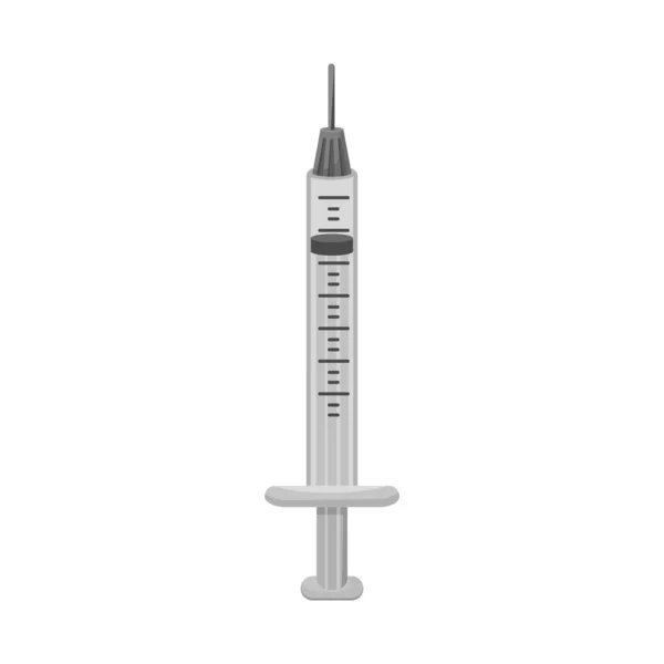 Ilustración vectorial del logotipo de la jeringa y la aguja. Elemento Web de la jeringa y símbolo del stock de medicamentos para la web . — Archivo Imágenes Vectoriales