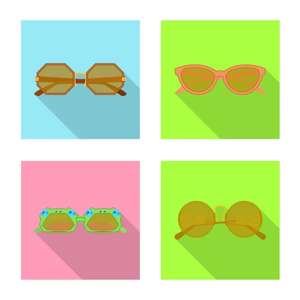 Isolerade objekt av glasögon och solglasögon tecken. Uppsättning av glasögon och tillbehör aktiesymbol för webben. — Stock vektor