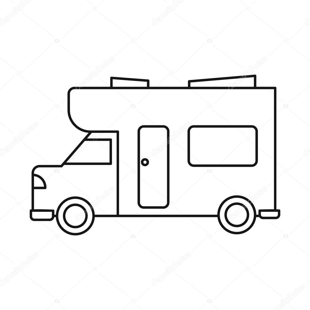 Isolated object of bus and motorhome sign. Graphic of bus and vintage stock vector illustration.