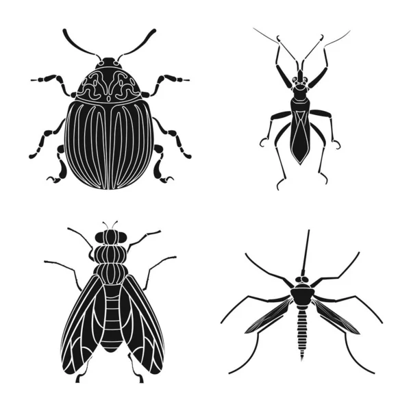 昆虫とフライのシンボルのベクター イラストです。Web の昆虫と要素のストック シンボルのコレクション. — ストックベクタ