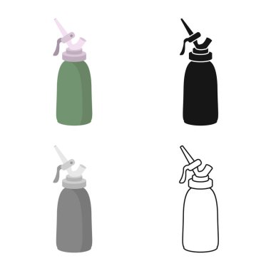 Ayrı bir şişe ve krema logosu. Stok için web ögesi ve pasta vektör simgesi.