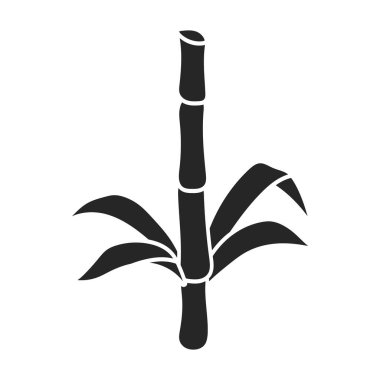 Şeker kamışı vektör simgesinin kökü. Siyah vektör simgesi şeker kamışının beyaz arka plan sapında izole edilmiş. .