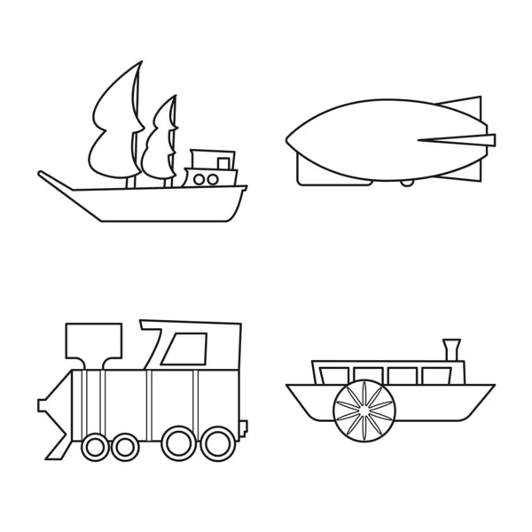Design vetorial de retro e ícone de viagem. Coleta de ilustração vetorial retro e de transporte . —  Vetores de Stock