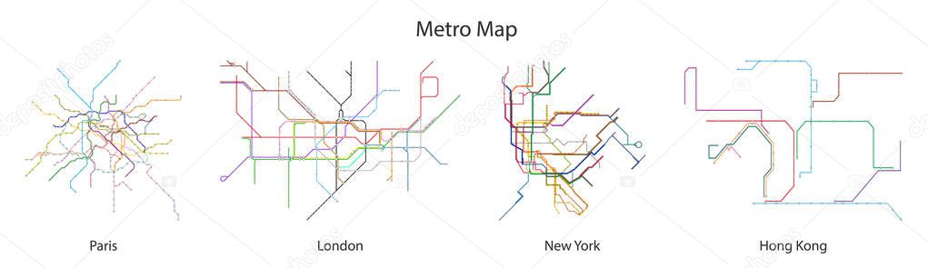 Map of subway vector black set icon.Vector illustration line metro on white background.Isolated icon city of map subway.