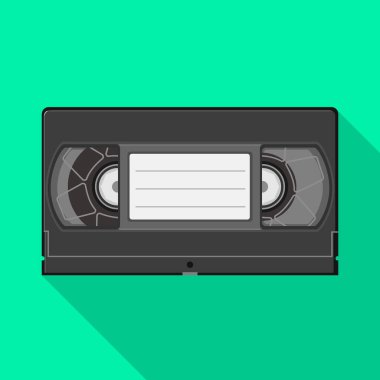 Video kaset ve video kaset logosu için vektör tasarımı. Video kaset ve makara vektör illüstrasyonunun web ögesi.