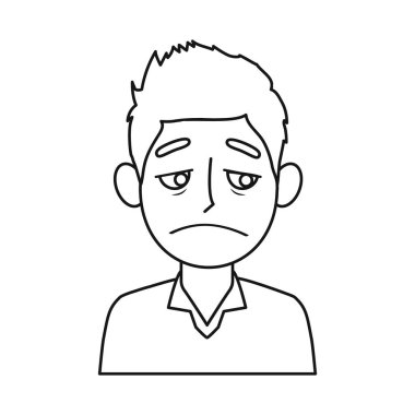 Adamın izole nesnesi ve hüzünlü bir ikon. Bir grup adam ve kişi hisse senedi vektör çizimi.