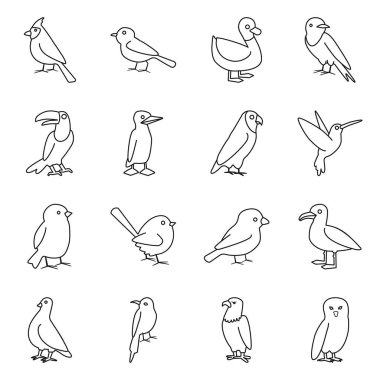 Vahşi kuş çizgisi vektör simgesi. Vahşi hayvanın izole bir çizimi. İkonun vektör kümesi..